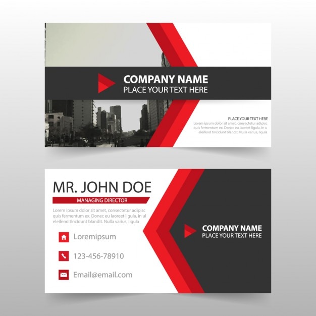 Free vector business cards with red arrow shapes