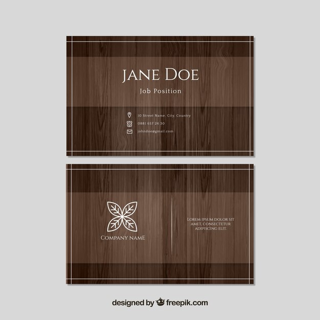 business cards with wood effect