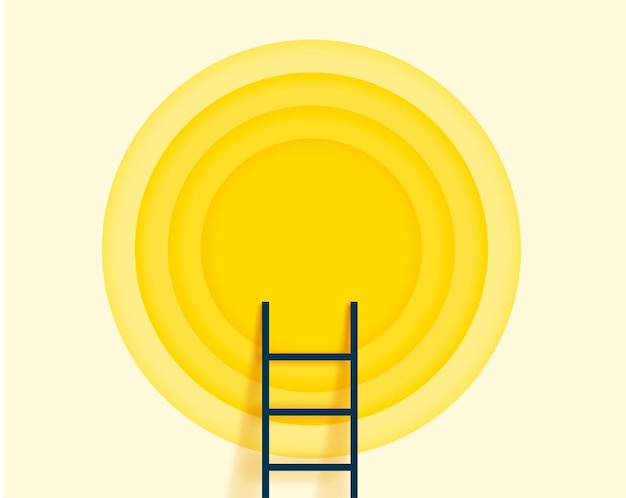 Business and career concept with ladder to goal target background