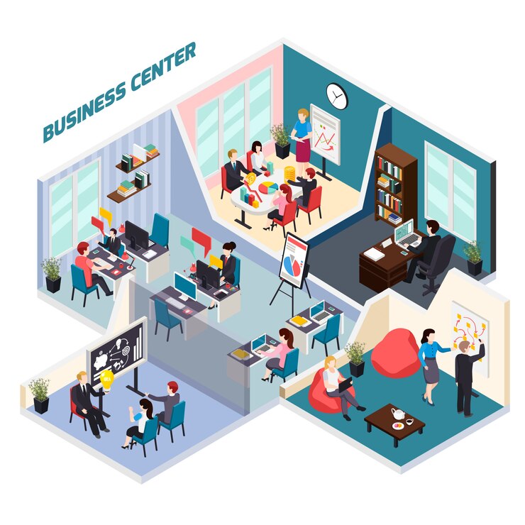 Free Vector business center isometric composition