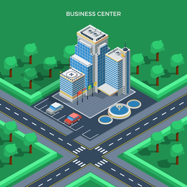 Free vector business center isometric top view concept