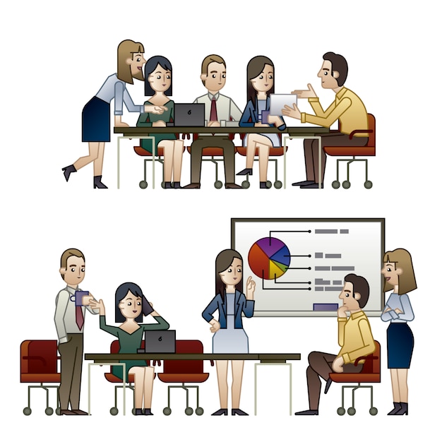 Free vector business characters on meetings