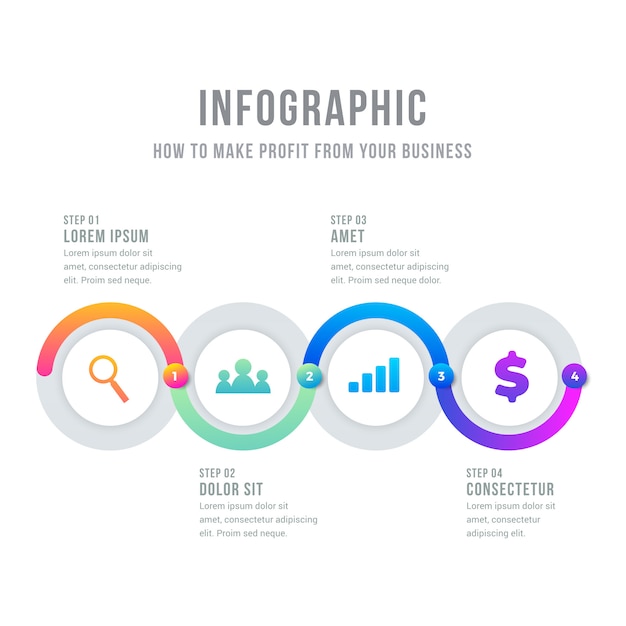 Business circular infographic timeline with gradient effect