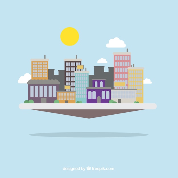 Бесплатное векторное изображение Бизнес-город в плоской конструкции