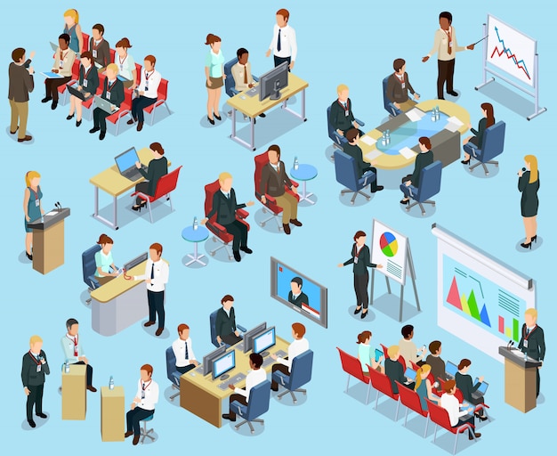 Business coaching isometric collection