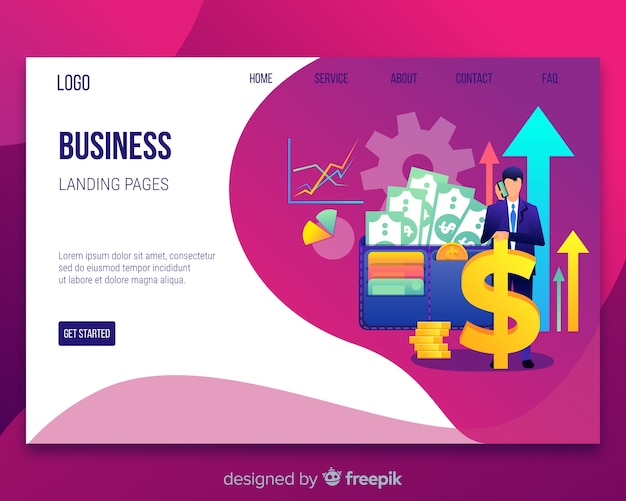 Free vector business concept landing page template