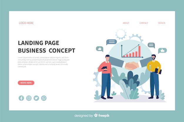 Free vector business concept landing page template