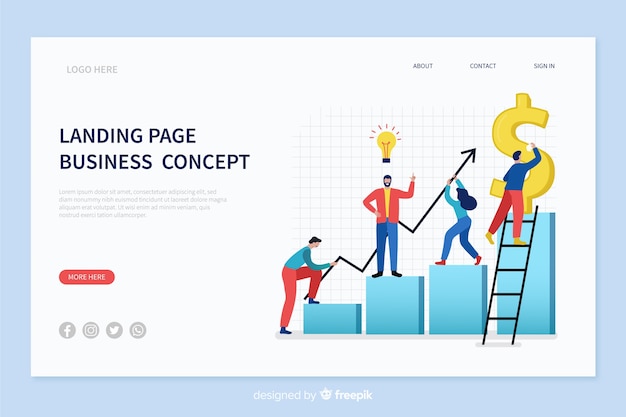 Free vector business concept landing page template