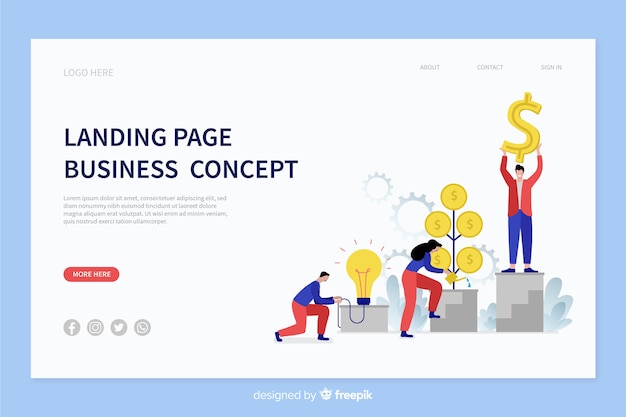 ビジネスコンセプトのランディングページのテンプレート