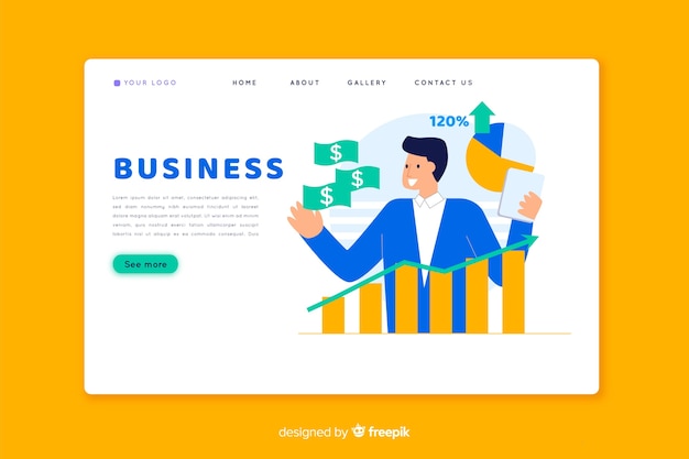 Free vector business concept landing page