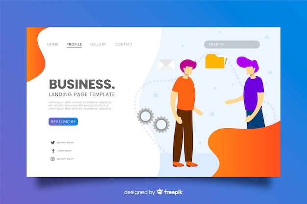 Free vector business concept landing page