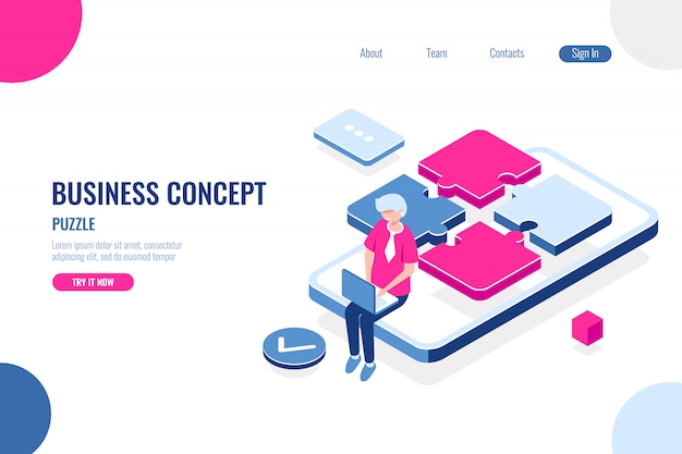 Free vector business concept, puzzle