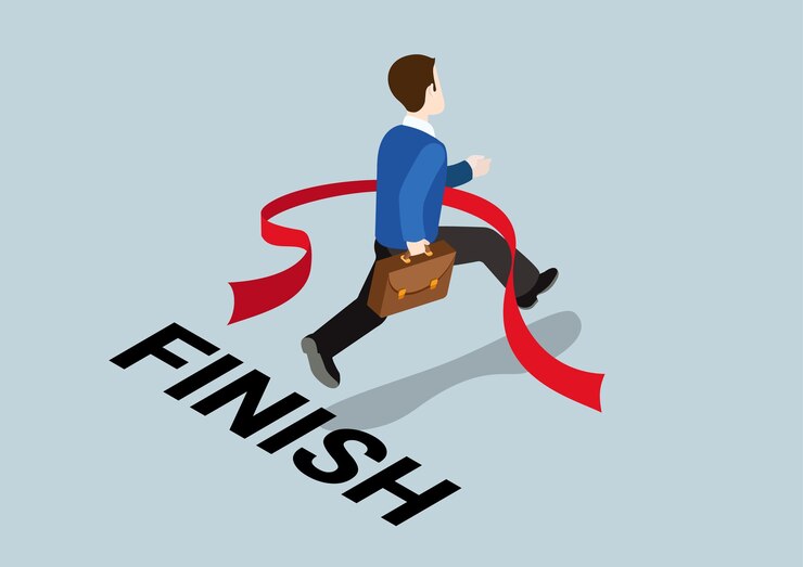 Free Vector business concept winning finish of challenge