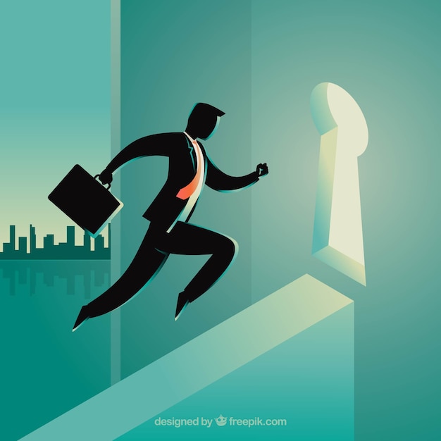 Free vector business concept with businessman and  lock