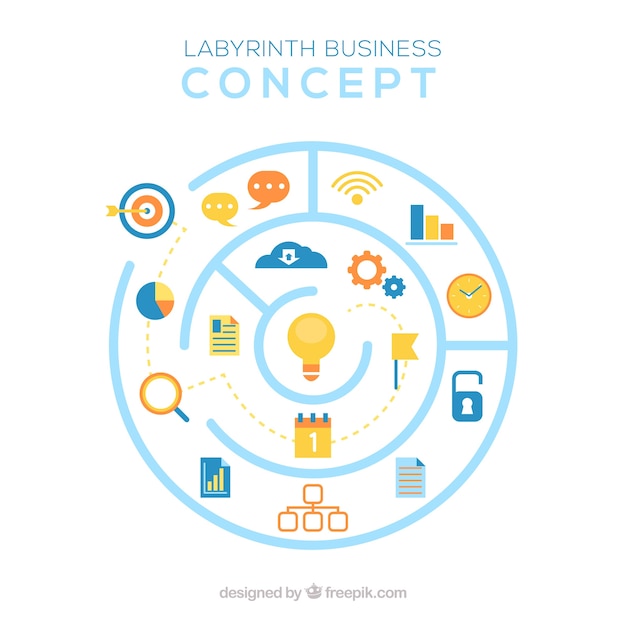 Free vector business concept with circular labyrinth