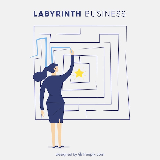 Business concept with flat labyrinth