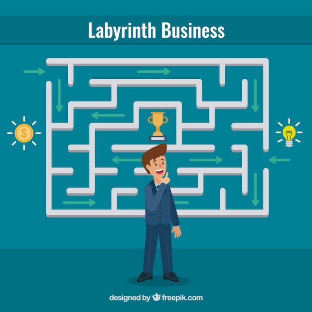 Business concept with flat labyrinth