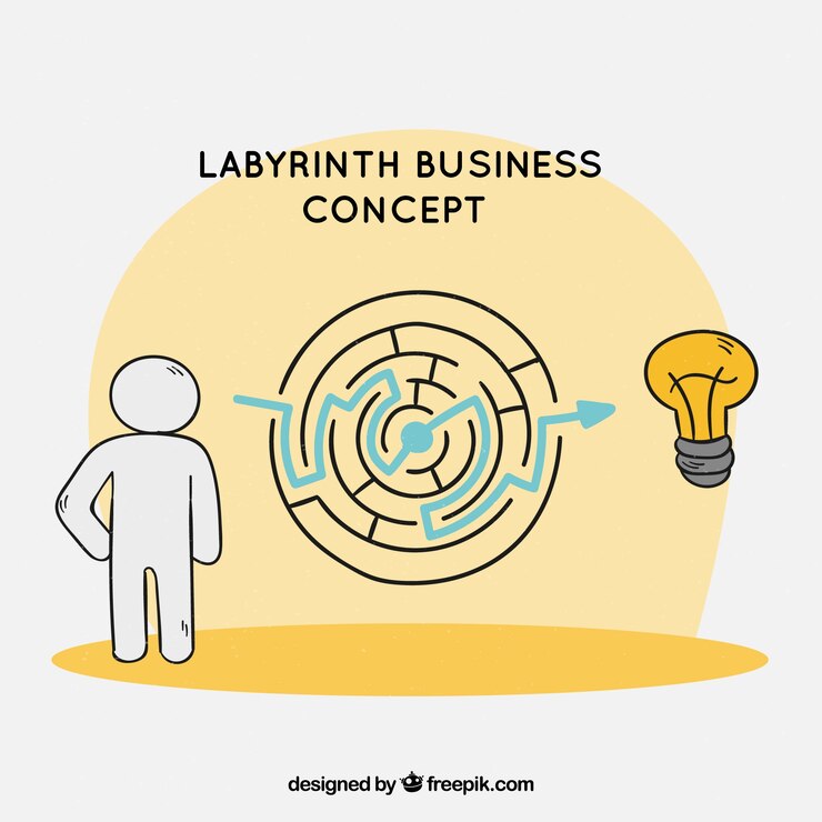 Free Vector business concept with hand drawn labyrinth