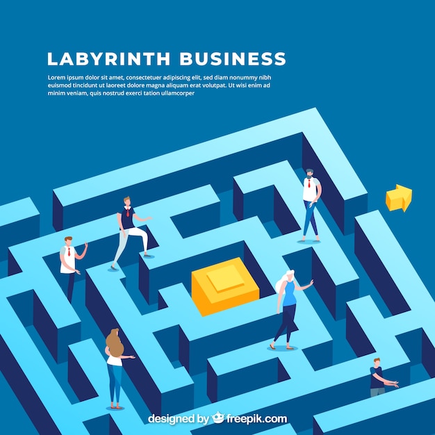 Free vector business concept with labyrinth's isometric view