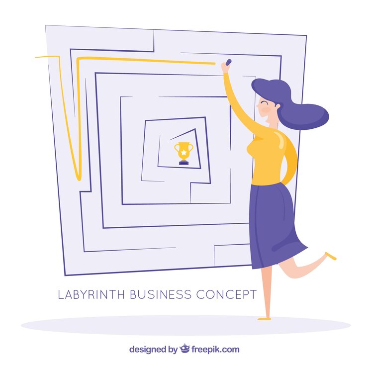 Free Vector business concept with labyrinth