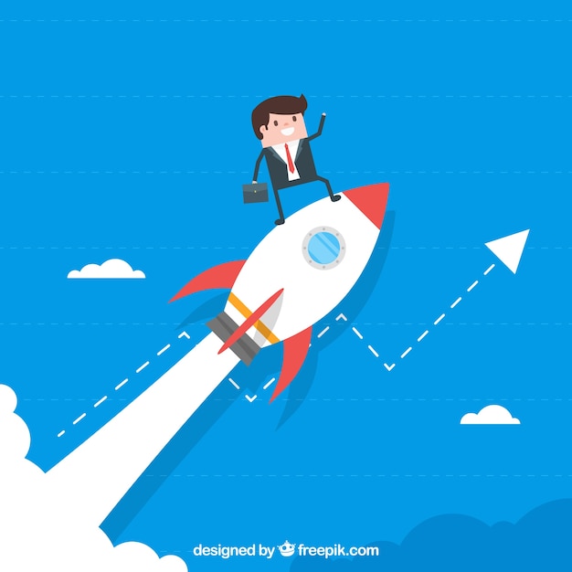 Business concept with man on rocket