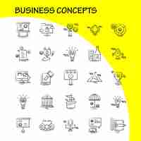 Vettore gratuito concetti di business set di icone disegnate a mano per infographics kit uxui mobile e design di stampa includi file di testo file di testo idea bulb target collection logo infografico moderno e pittogramma vettoriale