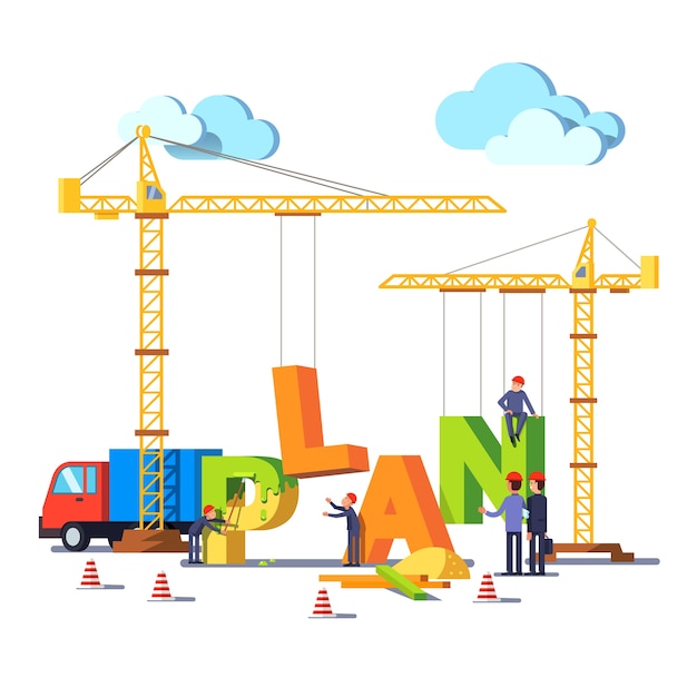 Free vector business construction site building word plan