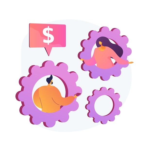 Free vector business consulting. coworkers discussing financial matters cartoon characters. money management advice, financier consultation, professional support. vector isolated concept metaphor illustration