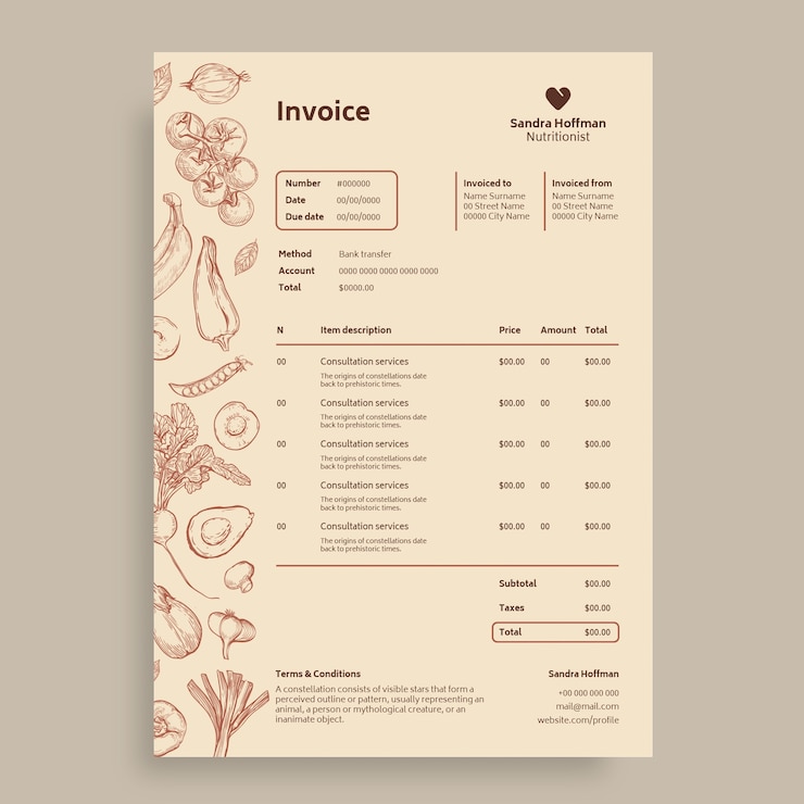 Free Vector business consulting invoice template design