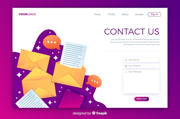 Vettore gratuito business contattaci landing page