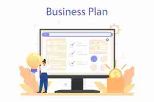 Free vector business conveyor online service or platform business project streamlining effective team work online business plan flat vector illustration