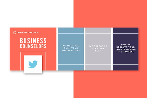 Free vector business counselors twitter cover template