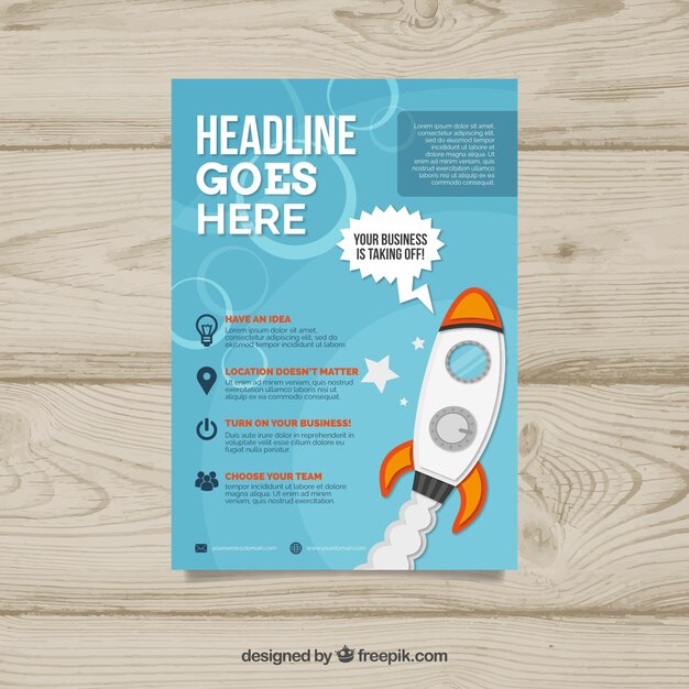 Business cover template with rocket