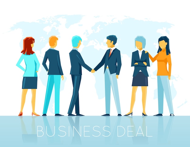 Free vector business deal. teamwork agreement, partnership people, handshake and cooperation. vector illustration