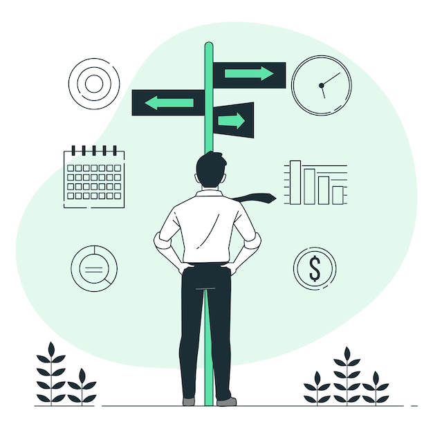 Бесплатное векторное изображение Иллюстрация концепции бизнес-решений