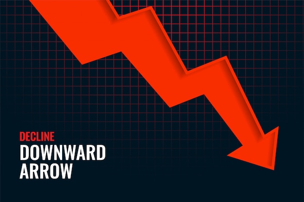 Business decline downward arrow trend background design