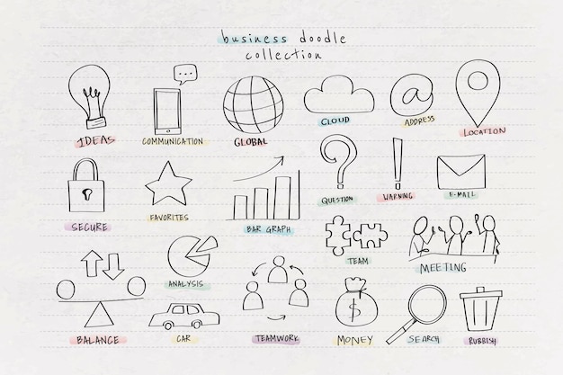 Free vector business doodle collection