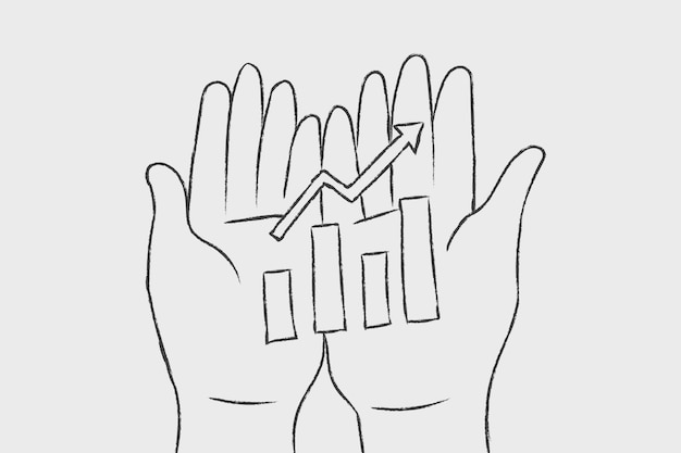 Free vector business doodle vector growth graph on hands