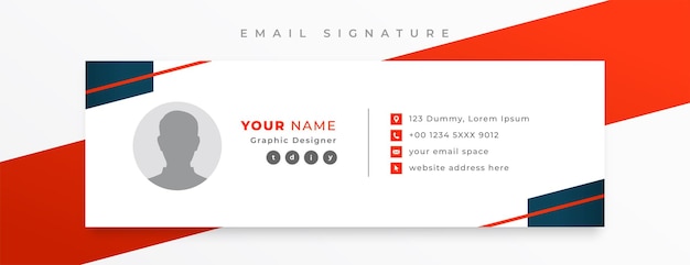 Free vector business email signature card template with digital profile