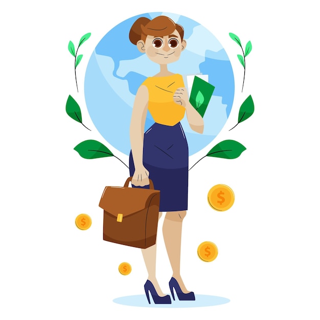 Business ethics concept illustration with businesswoman