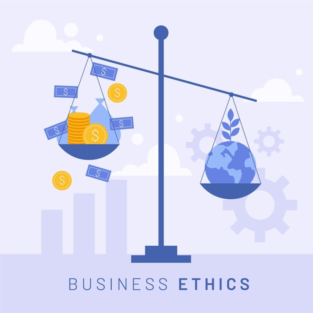 Free vector business ethics money and earth on scale