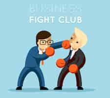 Free vector business fight club. boxing and glove, businesspeople and violence, boxer strength.