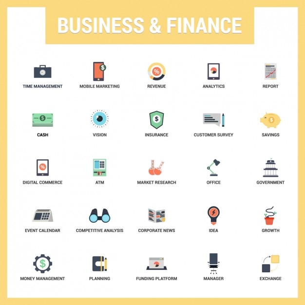 Free vector business & finances flat icons set