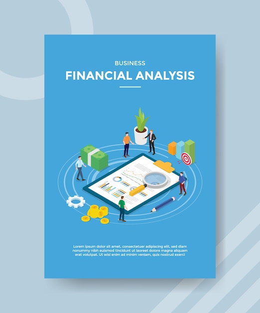 Free vector business financial analysis people measure statistic document chart money for template of banner and flyer