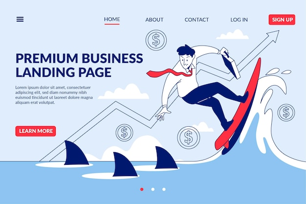 Free vector business flat design landing page