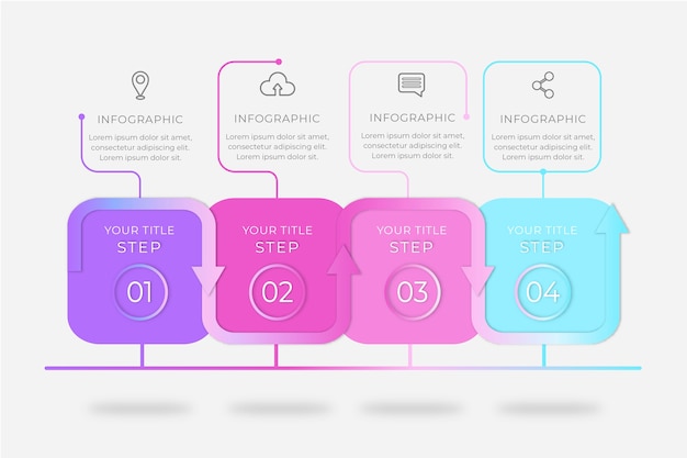 Бесплатное векторное изображение Бизнес плоские инфографики шаги