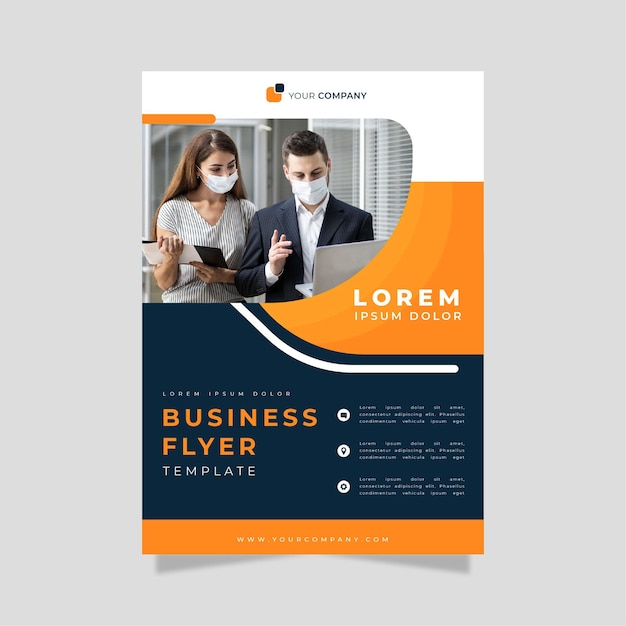 Business flyer print template blue and orange colors