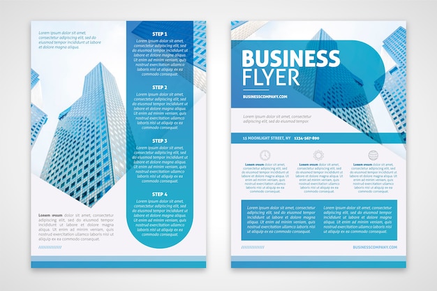 Business flyer template in blue tones