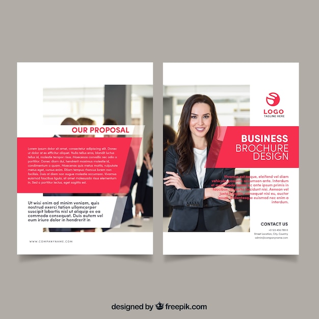 Free vector business flyer template with businesswoman