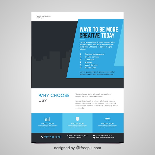 Free vector business flyer template with flat design